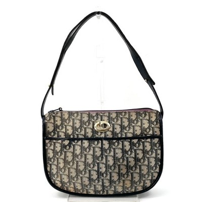 Christian Dior Shoulder Bag Trotter Canvas Navy Vintage Authentic 0531