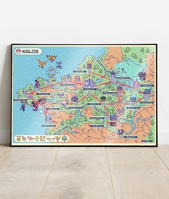 Poster Map of the Kalos Region - Pokemon