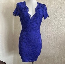 Windsor Blue Floral Lace Cocktail Bodycon Mini Dress NWT Small Juniors