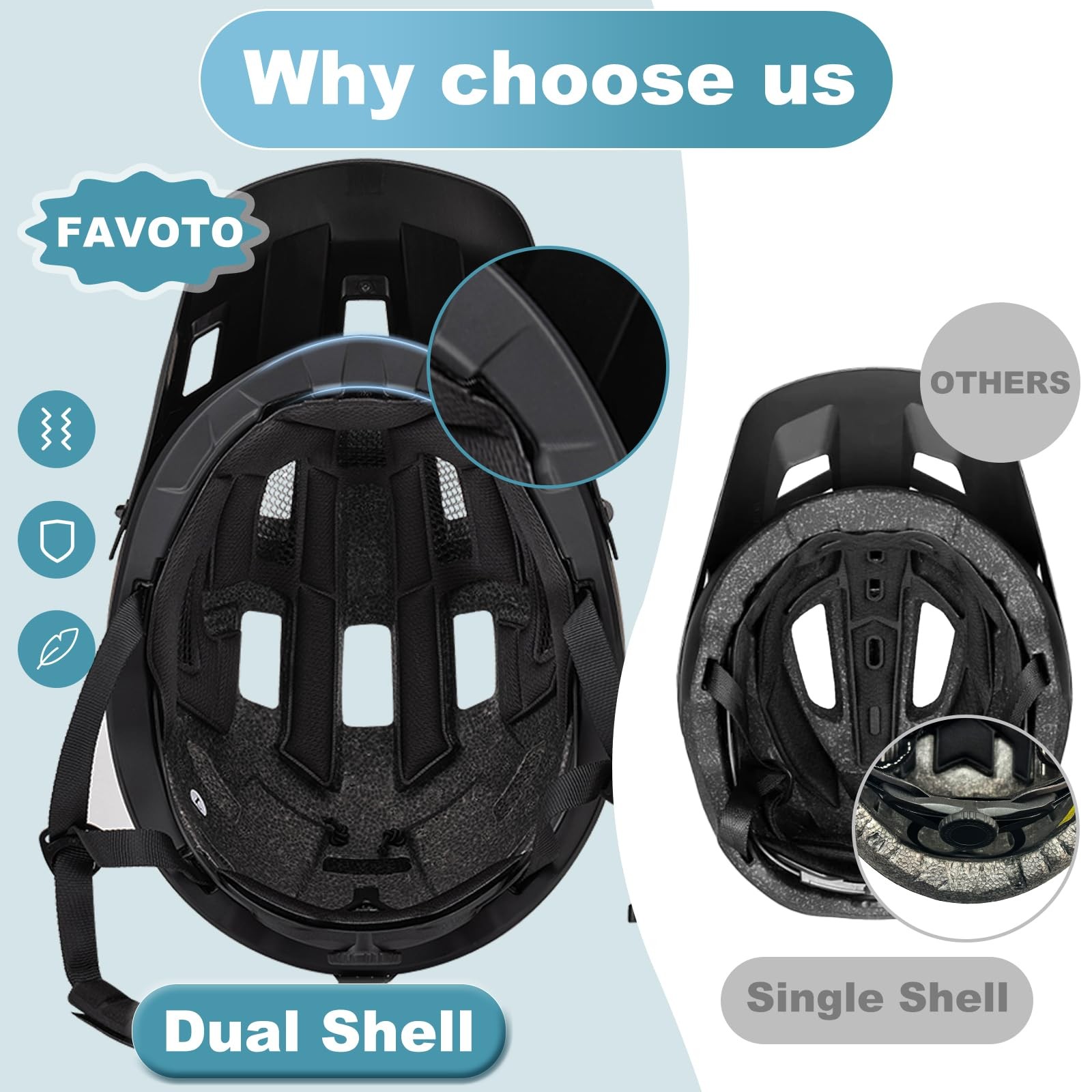 Casco Favoto per Mountain Bike Leggero con Fibbia Magnetica foto 2