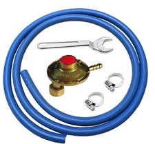PROMO KIT REGOLATORE SQUADRO TARATURA FISSA TUBO mt.1,5 FASCETTE CHIAVE GAS