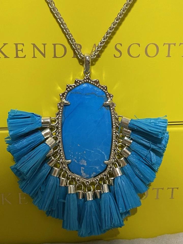 Kendra Scott Betsy Long Pendant Necklace Gold/ Aqua Howlite - Image 3 of 4