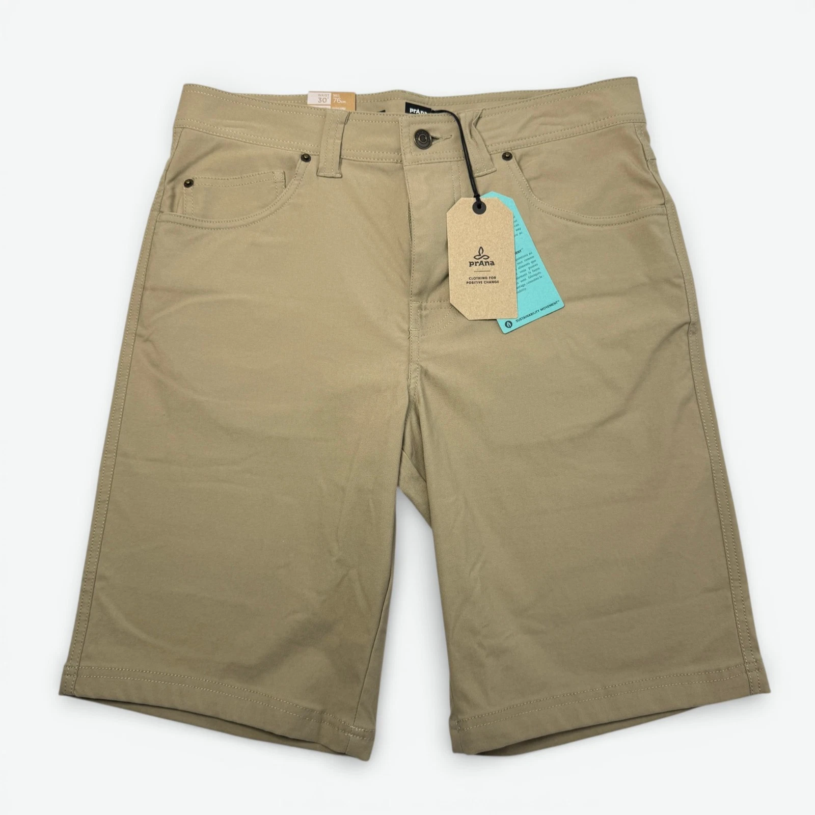 Prana Brion Short II Mens Size 30 Sandbar Tan Casual Everyday Recycled 11 ins