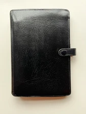 Vintage Filofax Winchester -Black Leather  - Personal Size- Made in UK 4CLF 7/8
