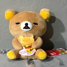 NEW 6  Inch San-x Rilakkuma Holding Burger Sitting Plush Doll Toy Round 1 Prize