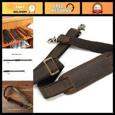 Full Grain Leather Adjustable Shoulder Strap with Metal Hook for Bags Briefcas