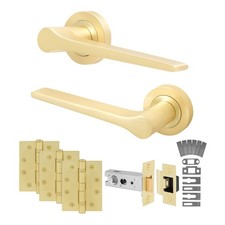 Satin Brass Internal Door Handle Fire Rated Sets - Bathroom, Latch & Lock Packs