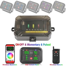 Wireless 4 Gang Switch Panel Bluetooth & RF Remote Control Box LED Light Bar CAR