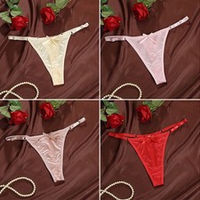 Women Silky Satin Panties Underwear Thongs Lingerie G-string T-back Brief US