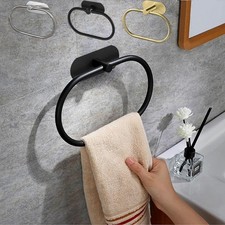 Stainless Steel Towel Holder Self Adhesive Black Bathroom Rack Bar