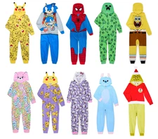Pokemon  Pikachu/Spiderman/Minecraft/SpongeBob Union Suit Pajama Hood Sizes 4-16