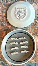 Rare Jaguar Cars Pewter Pin Thumbtack Set Xke Ss100 Xk120 E-type Casted 8 Cars
