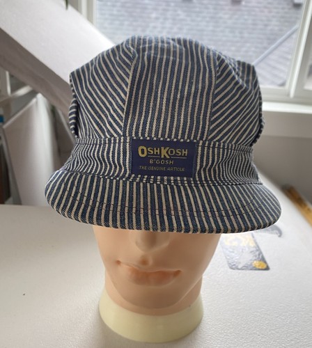 Oshkosh B'Gosh Hat Railroad Hickory Stripe Train Conductor Snapback ☑️📸