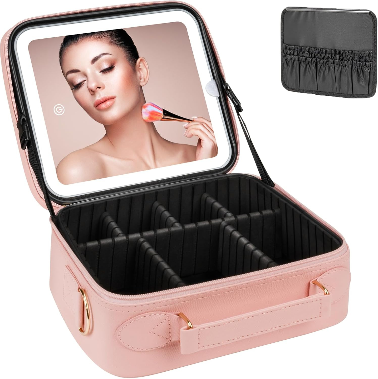 Beauty Case Da Viaggio Con Ricaricabile Specchio a LED [3 Colori E Dimmerabile] 