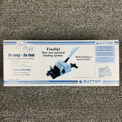 Zutter Bind-It-All Comb Binder Punch Blue Model 2648 New in Box New Old Stock