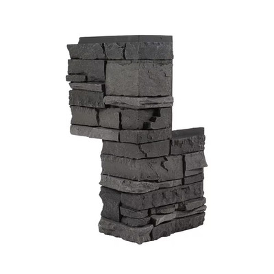 Stacked Stone Iron Ore 24 In. X 12 In. Faux Stone Siding outside Corner Panel