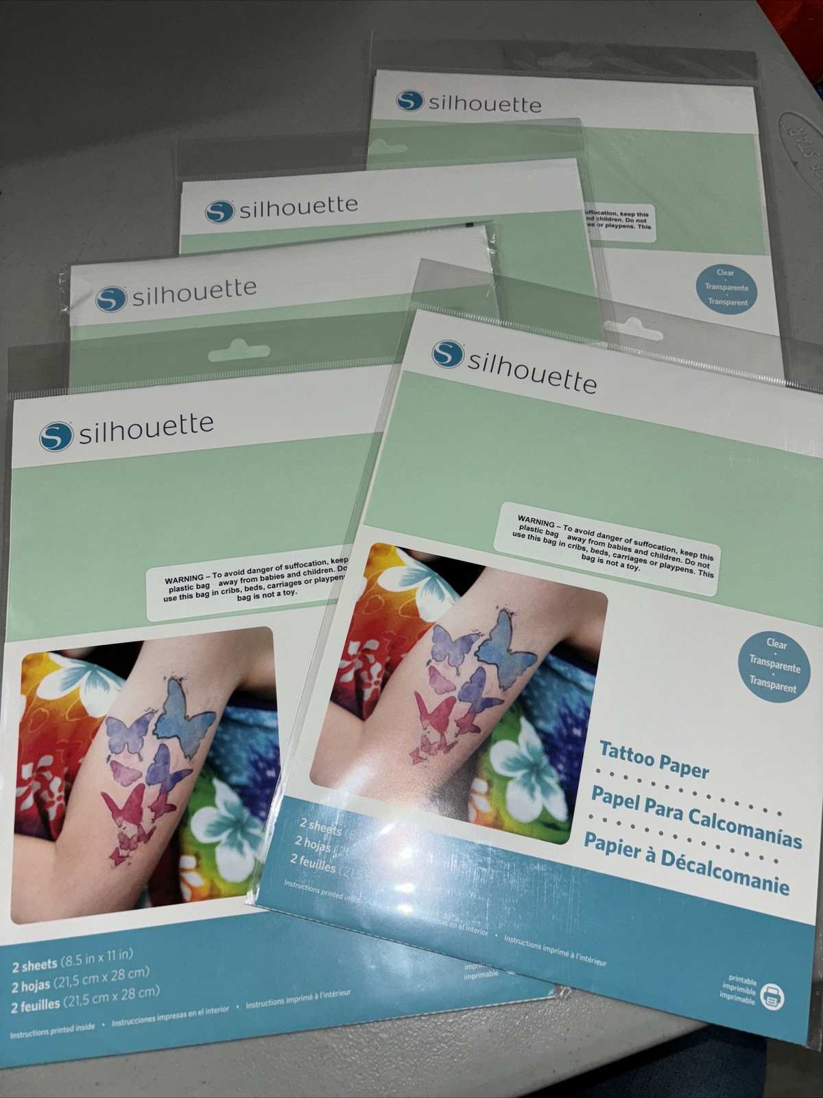 Silhouette Printable Temporary Tattoo Paper 8.5x11 Inches 10 Sheets New ...