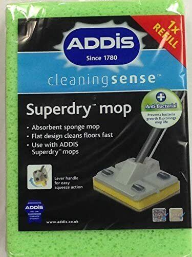 UK 4 X Addis Superdry Anti Bacterial Flat Sponge Mop Refill Replacement Uk - Picture 1 of 1