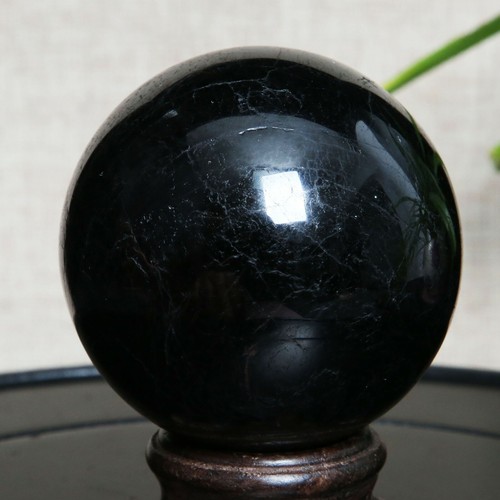B1365-456g Natural Black Tourmaline Crystal Sphere Round Crystal Ball Healing - Picture 9 of 12