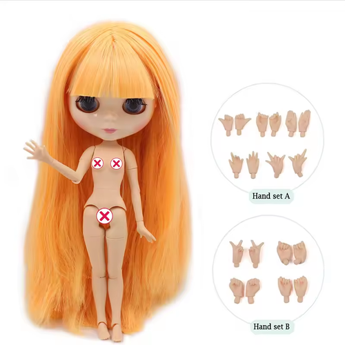 Neo Blythe Puppe glänzendes Gesicht Mango gelbe Haare Perücke nude BJD Toys Sammlerstück Geschenk - Bild 9 von 24