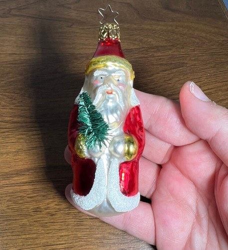 Inge Blown Glass Christmas Ornament Lot 2 Santa Sleigh Old World Germany Vtg - Picture 2 of 11