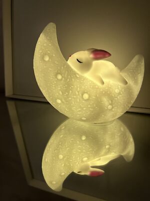 Night Light, Animal-Rabbit Shaped Adorable Tiny Vinyl Night Light, Moon Night...