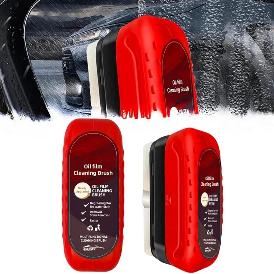 Oil Film Cleaning Brush, New Glass Oil Film Remover for Car, All in One Wipe On
