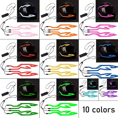 4 Flashing Warning Light Motorcycle Helmet LED cold light Strip Night Riding Kit - Picture 10 of 21
