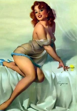 Pin-Up Art  Sexy Vintage Type Girl  Excellent Condition  APROX 6" by 4 1/4"