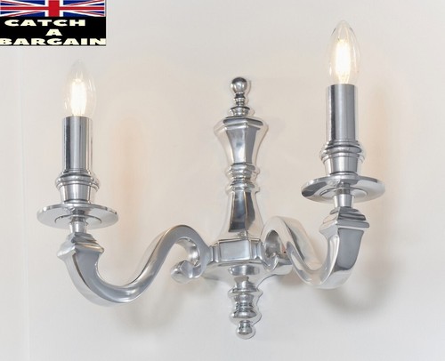 Endon 73584 Finsbury Twin Wall Light Fitting Dimmable Polished Aluminium (E454) - Picture 3 of 10