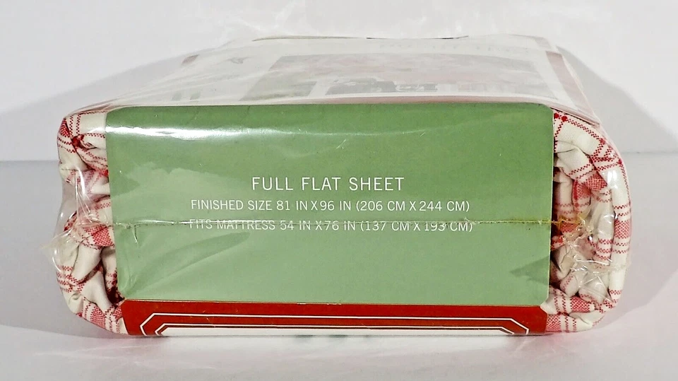 Sábana plana completa Wamsutta mezcla suave rojo y marfil a cuadros NATALIE vintage NUEVA Foto 2 de 4