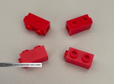 4 x LEGO  STEINE 1 x 1 x 1 2/3 KONVERTER MIT 2 NOPPEN SEITLICH 32952 NEU ROT