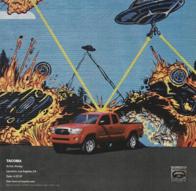 2008 Toyota Tacoma Truck Alien Attack Mural Art Print Ad 21x27cm EGM 225