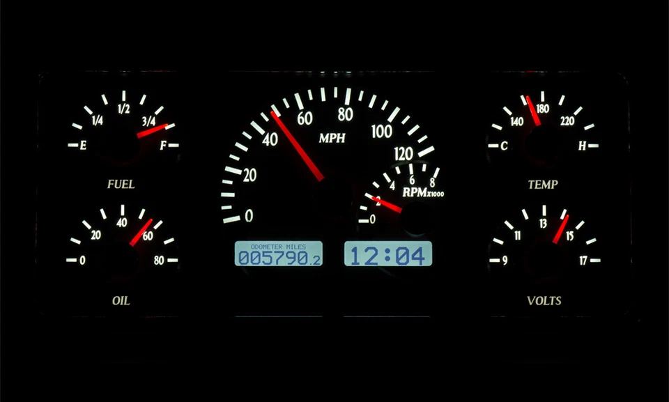 Dakota Digital 1963-72 Jeep J-Trucks Kit de calibre LED negro/blanco VHX-63J-WAG-K-W Foto 2 de 4