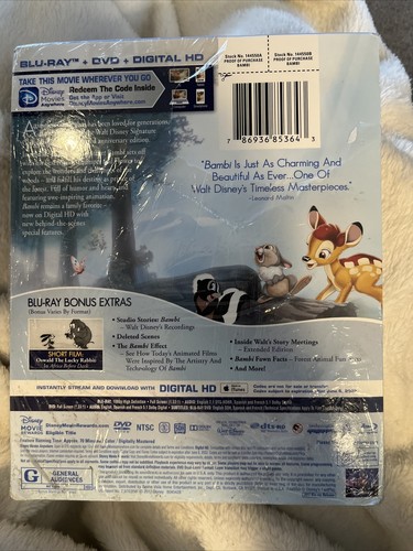 Disney BAMBI Anniversary Edition Blu-Ray, DVD, Storybook, Digital HD -see* NEW - Picture 2 of 2