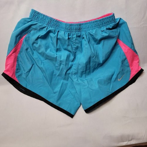 Nike Dri-Fit Girl's Lined Running Athletic Shorts Blue Pink Size Large - Picture 2 of 4