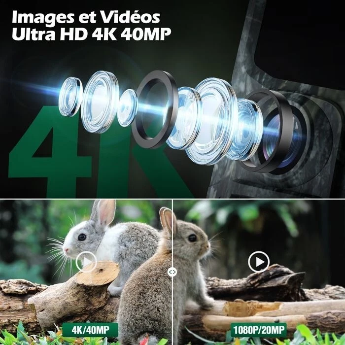 Caméra de chasse-CAMPARK-NEUF-VERT- 4K 40MP - Vision nocturne,surveillance - Photo 3/4