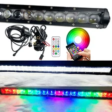 22/32/42/50inch RGB Led Light Bar Single Row Off-road Driving Music Flashing Kit