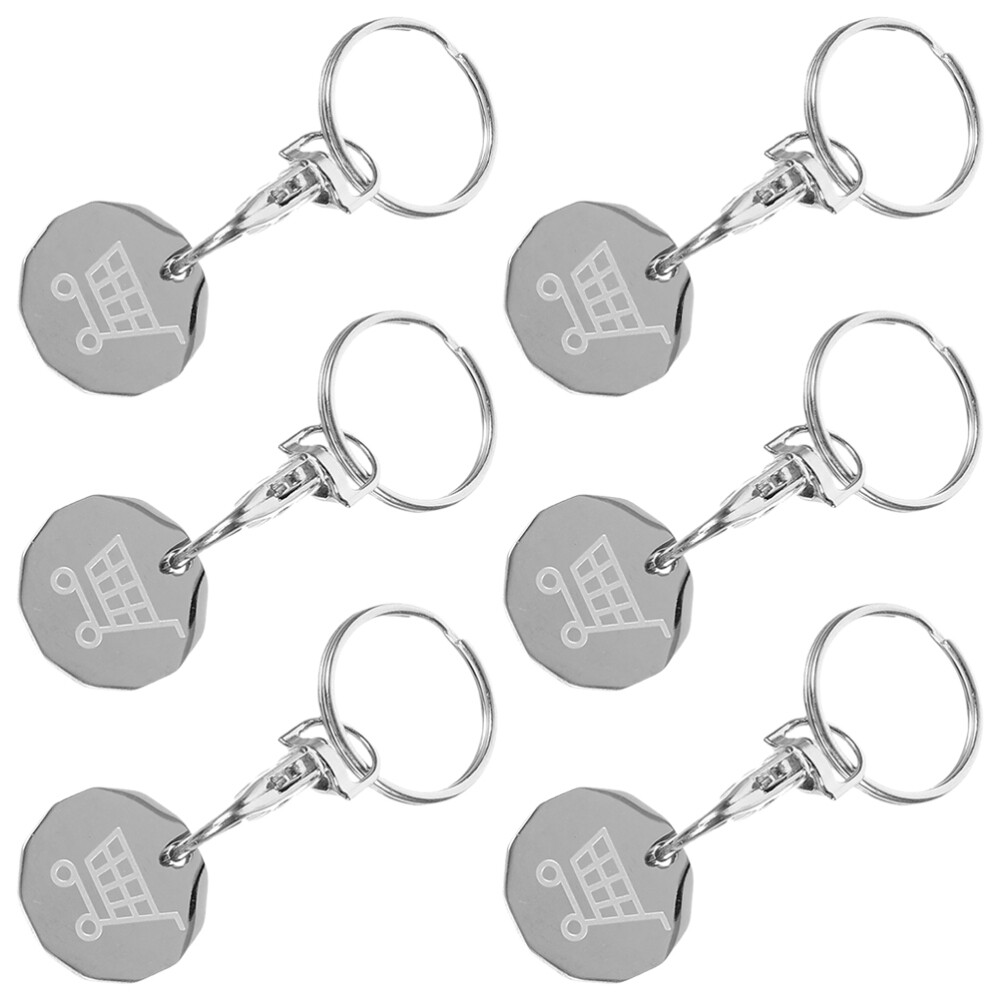 6Pcs Shopping Trolleys Tokens with Key Rings Trolley Token Shopping