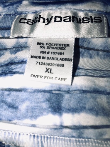 Cathy Daniels Tunic 3/4 Sleeve Blue/White Ribbed Henley Womens Size XL - Picture 8 of 8