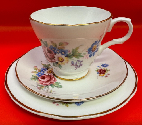 Vintage Floral Pattern Trio, Crown Trent Fine Bone China, England (3)