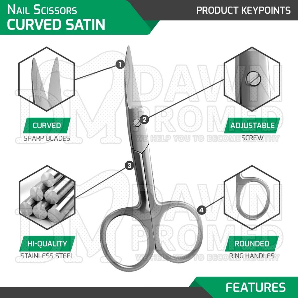 48件装缎面指甲剪曲面3.5英寸角质层和美甲剪刀套装德国Gr — 第 3/4 张图片