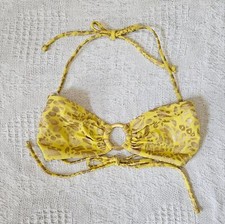 Victorias Secret Yellow Leopard Print Gold Hardware Bikini Top Small
