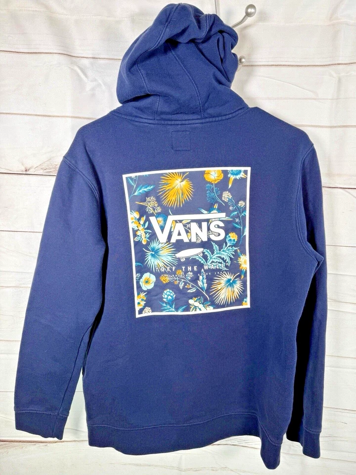 Sudadera con Capucha Vans Boy Teen XL Azul Marino Gráfico Espalda Usada en Excelente Condición Foto 4 de 4
