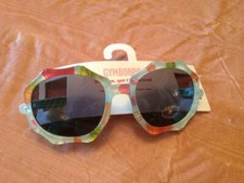 Gymboree Tropical Garden Aqua Floral Bamboo Rim Sunglasses Sz 4 Yrs  Up NWT