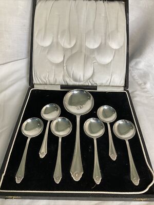 Vintage Besteck Suppenlöffel Essen EPNS alt gebraucht Metall Retro Mid Century Modern Age