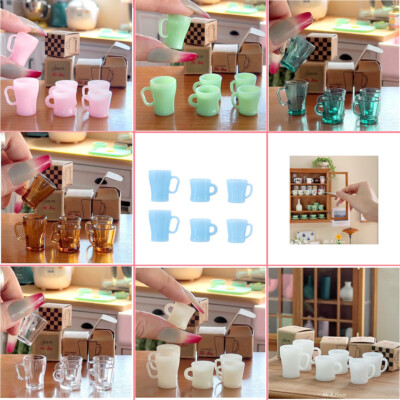 6PC 1/6 Scale Dollhouse Miniatures Lot Mini Water Mug Cup Kitchen Ornaments