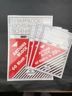 Konvolut Canson hochtransparentes Zeichenpapier A3 + 3x A4 je 60 Blatt 90-95g