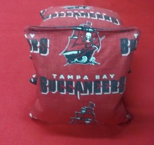 Handmade Tampa Bay Buccaneers. SET OF 4 CORNHOLE BAGS. Black on Red.