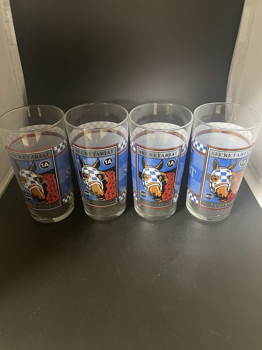 Set of 4 Secretariat 1973 Kentucky Derby Commemorative Horse Racing Glass  RARE